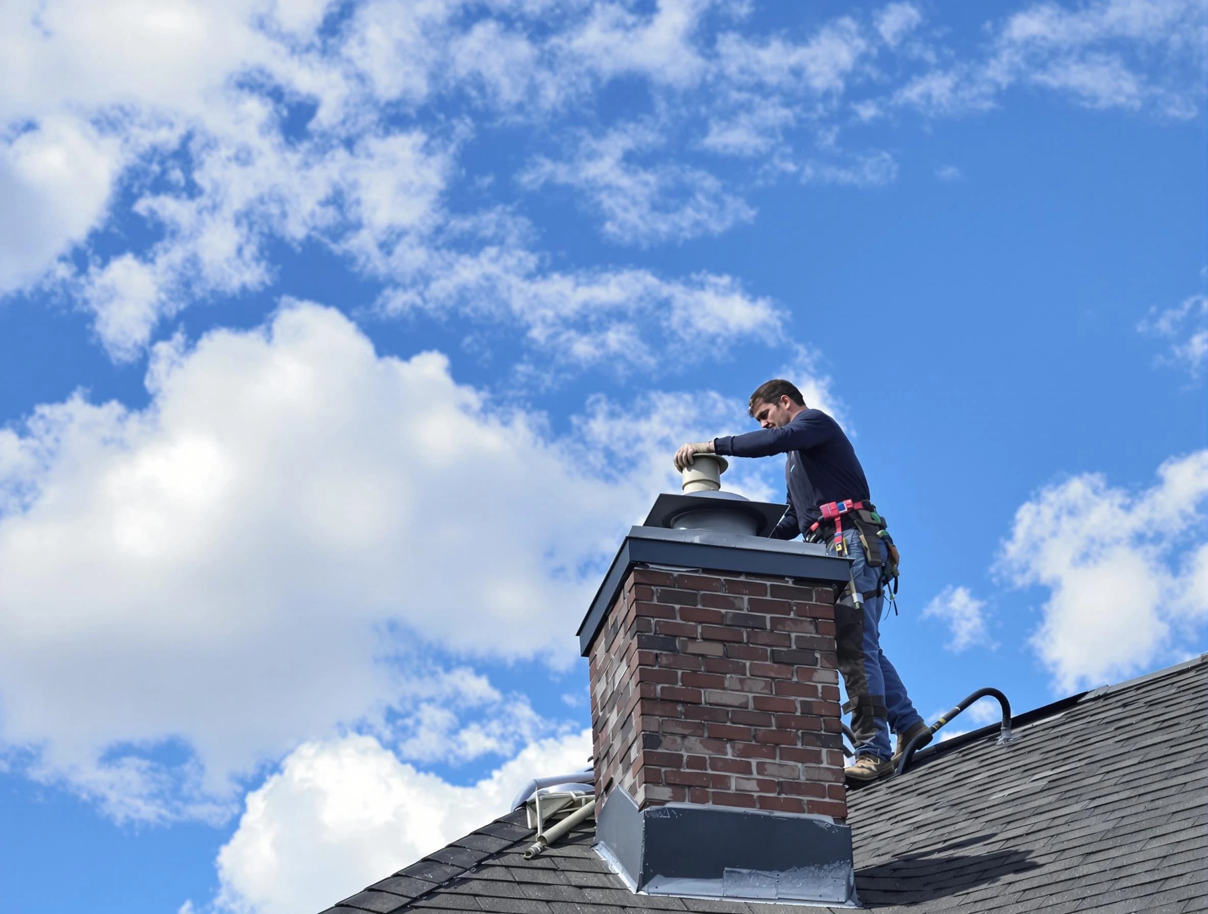 Herriman Chimney Sweep installing a sturdy chimney cap in Herriman, UT