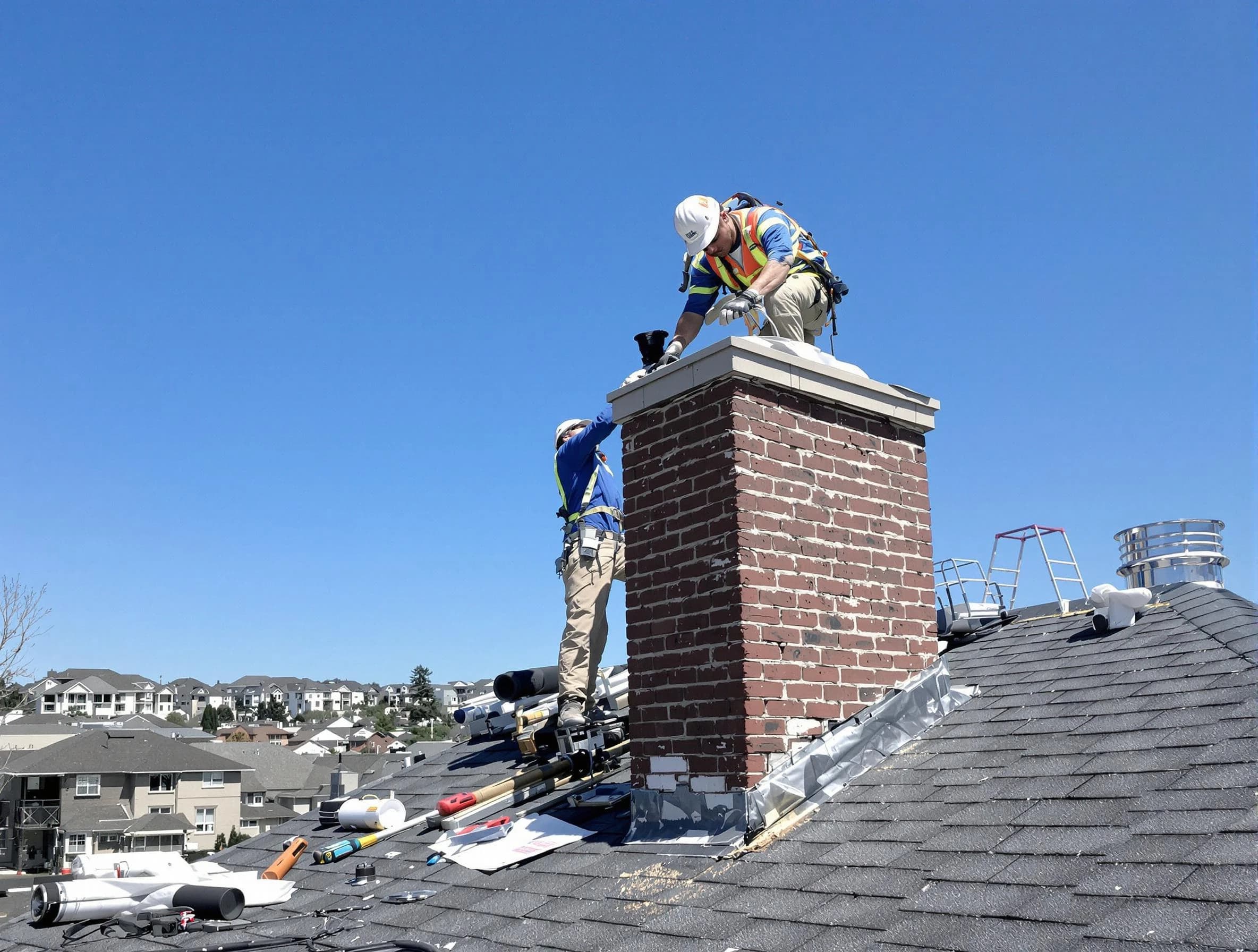 Herriman Chimney Sweep repairing a chimney crown in Herriman, UT