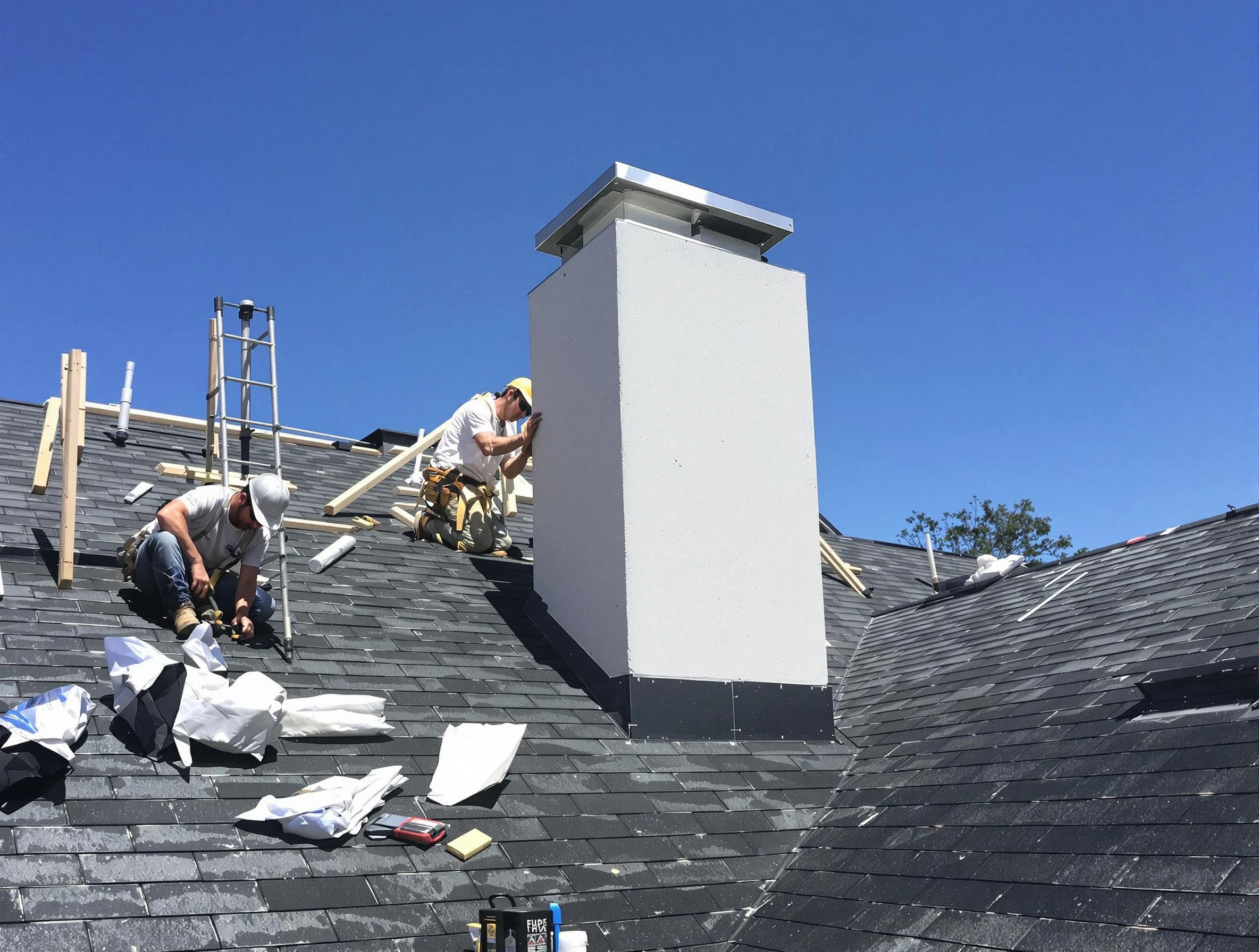 Herriman Chimney Sweep crew installing a new chimney in Herriman, UT