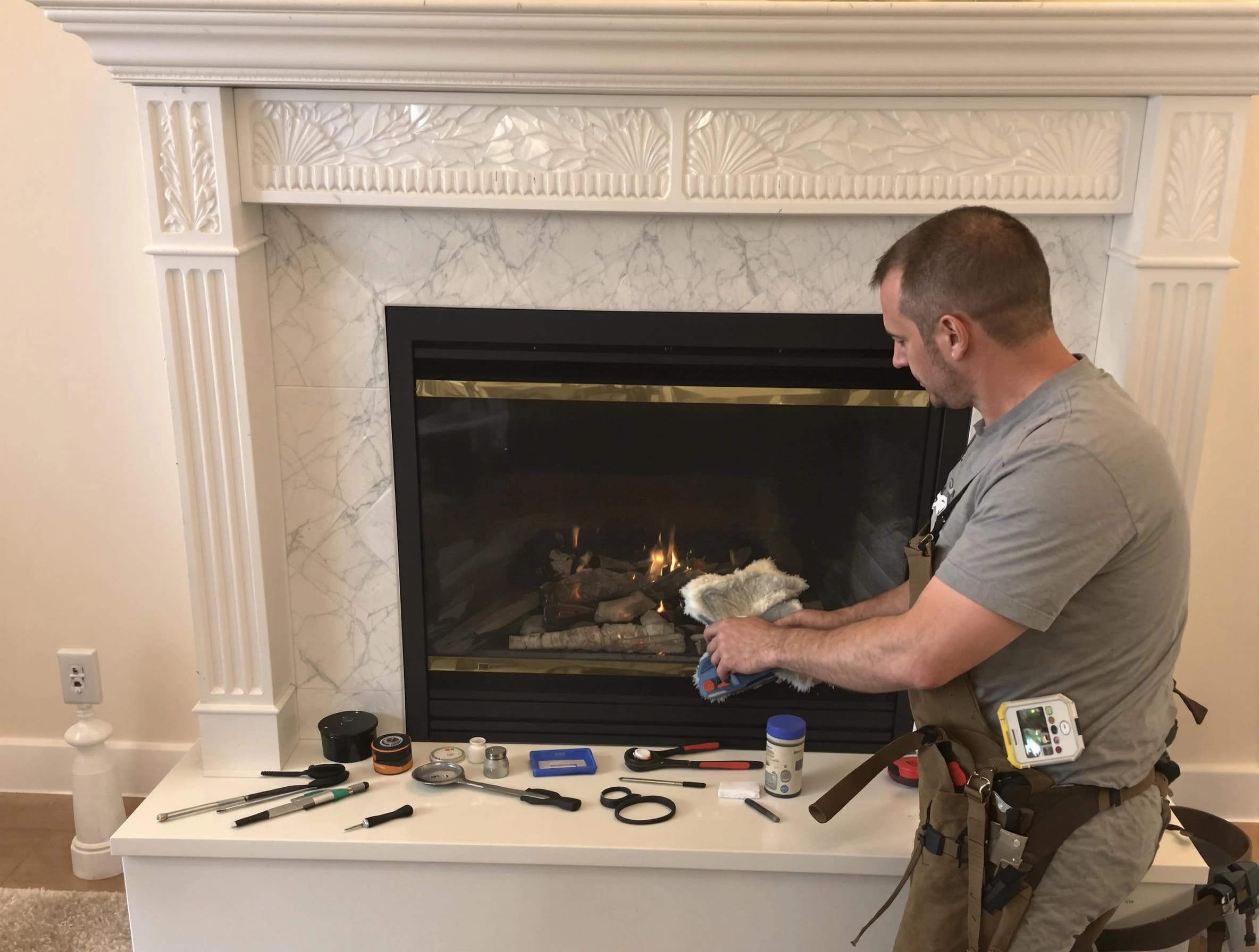 Herriman Chimney Sweep performing fireplace maintenance in Herriman, UT