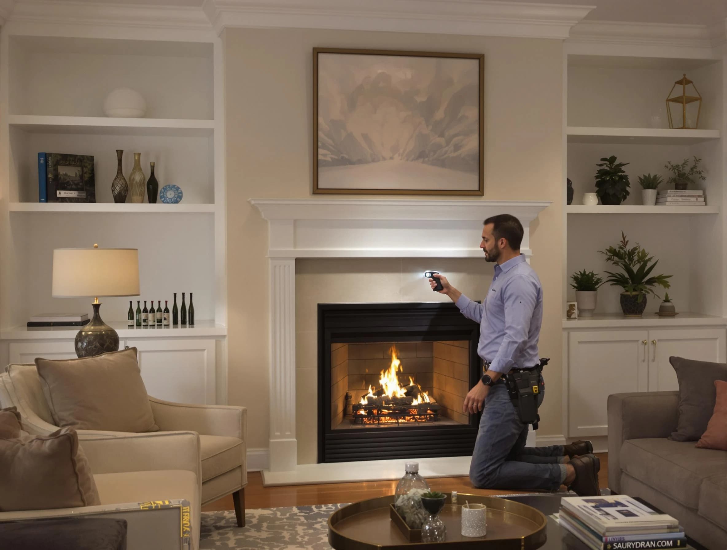 Herriman Chimney Sweep conducting a fireplace safety inspection in Herriman, UT